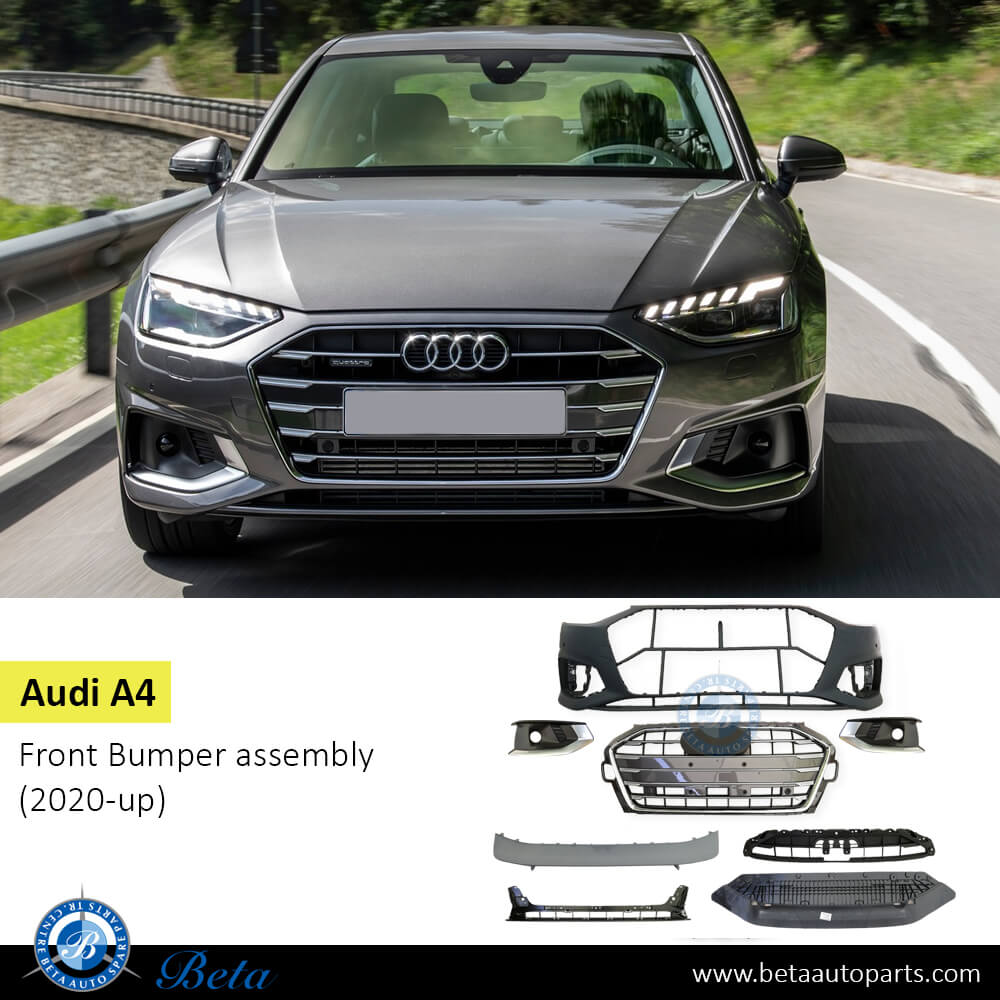 Audi A4 (2020-Up), Front Bumper with PDC / Park Assist / Washer, China, 8W0807065BD Audi A4 (2020-Up), Front Bumper with PDC / Park Assist / Washer, China, 8W0807065BD